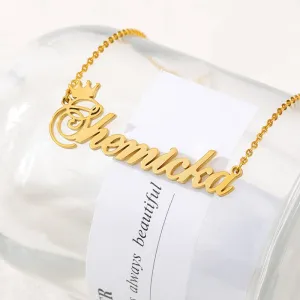 18k Gold Plated Custom Name Necklace With Crown-Christmas Gifts For Women