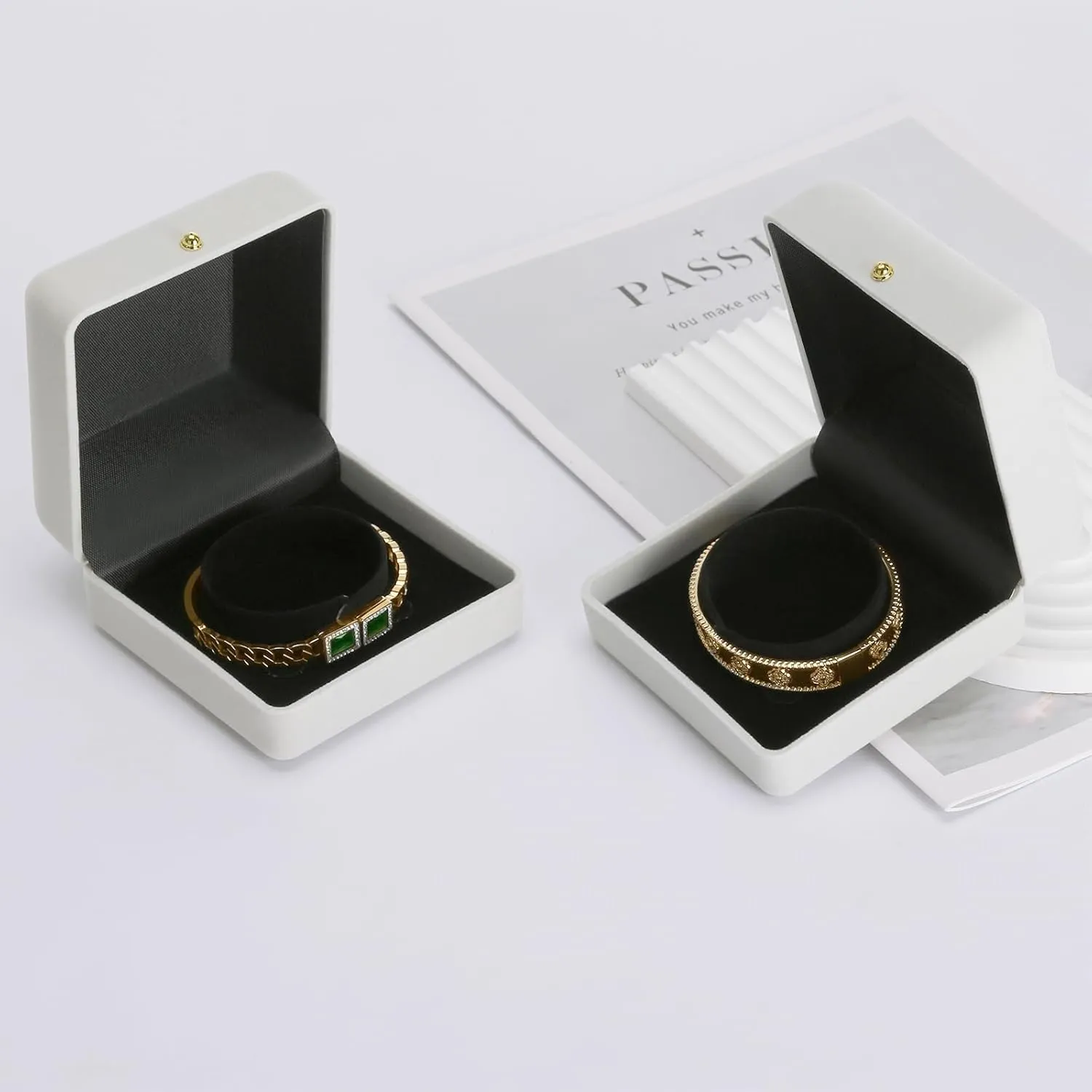 2 Pieces Velvet Bracelet Necklace Gift Box, Jewelry Bangle Holder Box, Bracelet Necklace Display Storage Case for Women Girl (Grey)