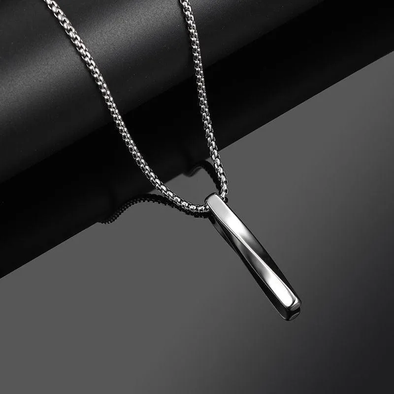 2023 Fashion New Black Rectangle Pendant Necklace for Men