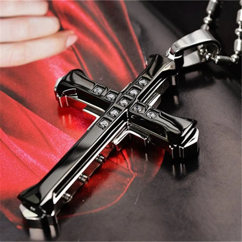 2023 Fashion New Black Rectangle Pendant Necklace for Men