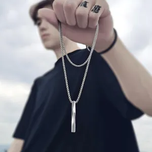 2023 Fashion New Black Rectangle Pendant Necklace for Men