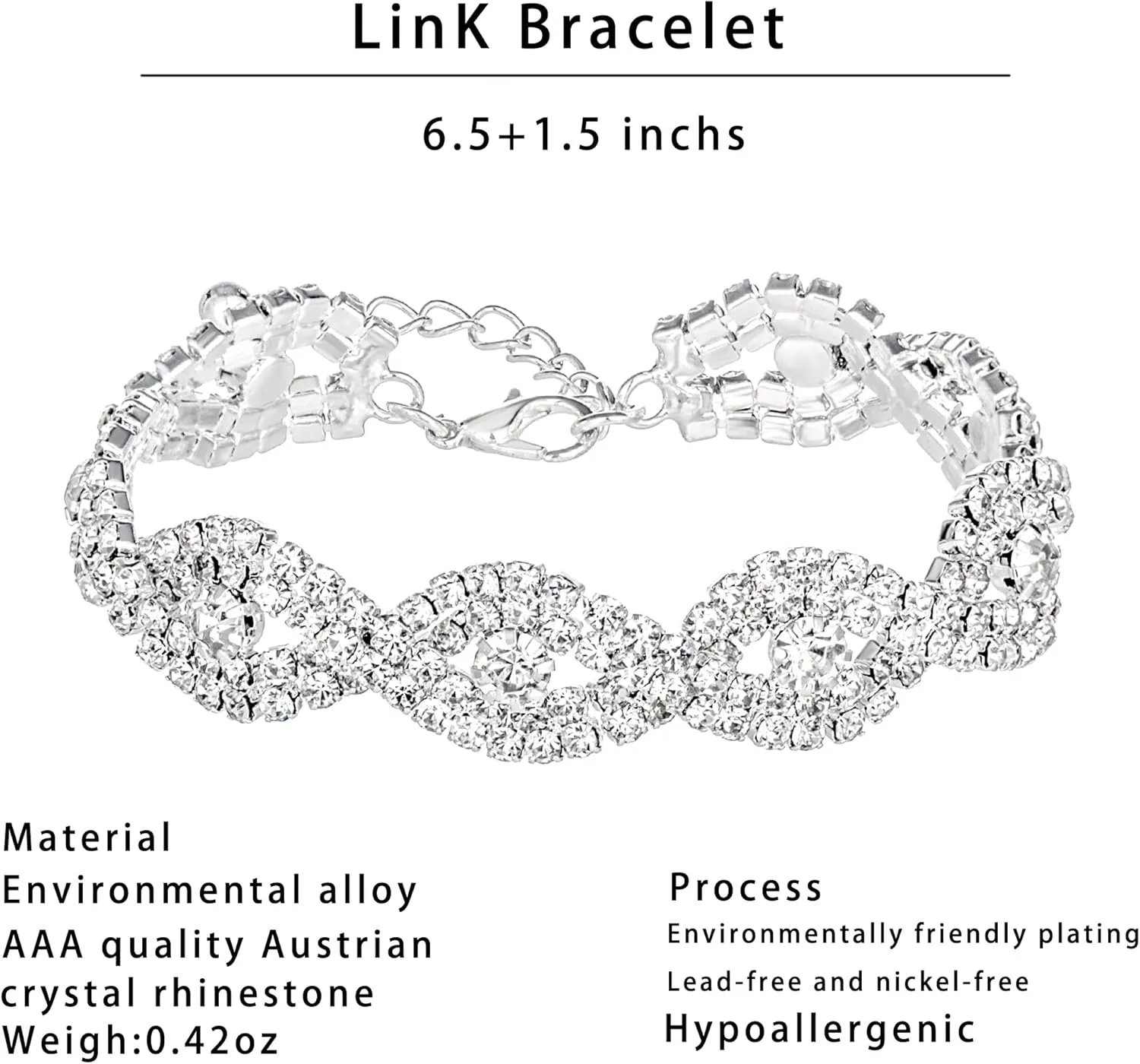 3/4 Pieces Women Jewelry Set Rhinestone Crystal Bride Statement Choker Necklace Tiara Crown Link Bangle Bracelet Teardrop Dangle Earrings Set