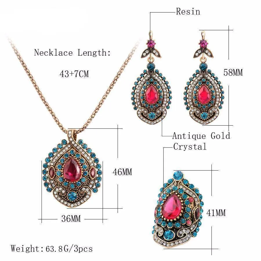 3Pcs Turkish Vintage Antique Jewelry Set