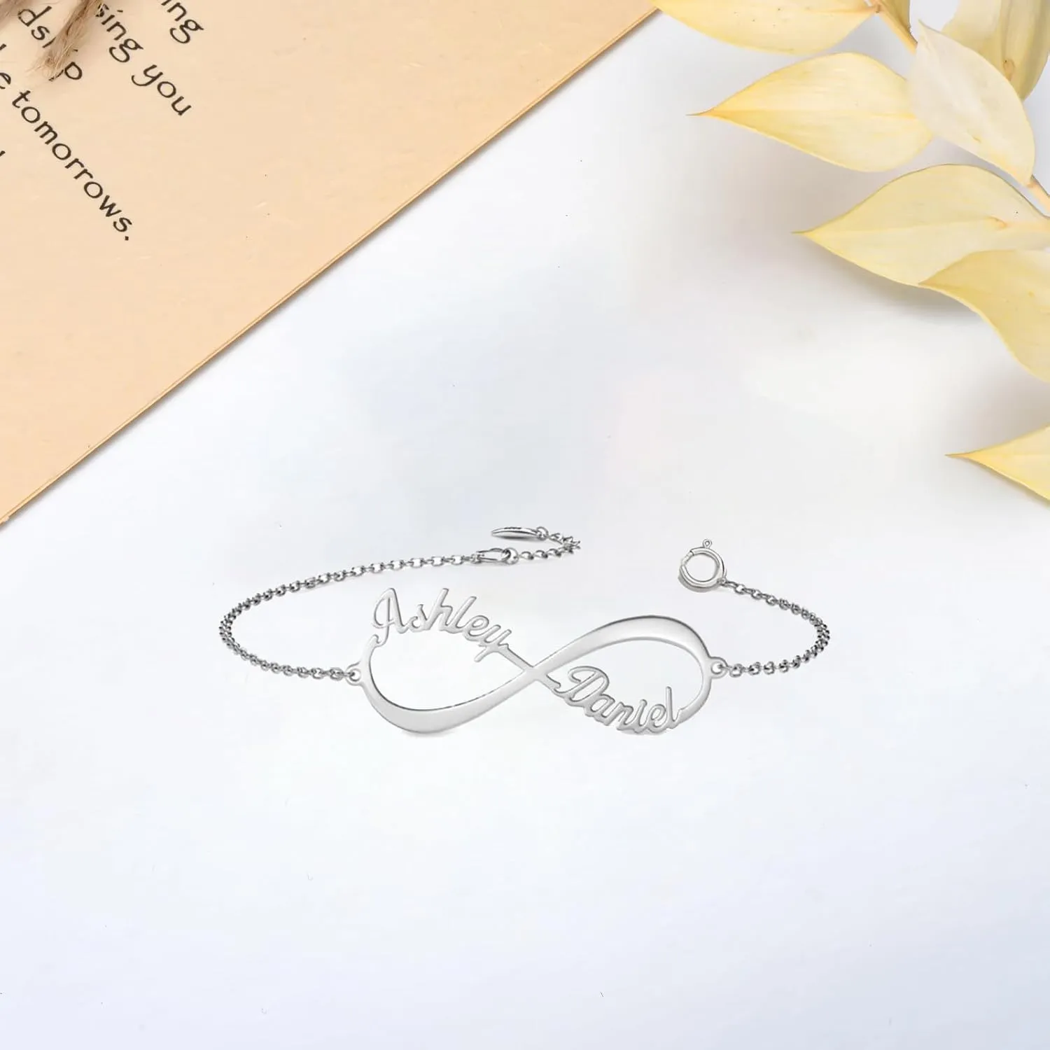 925 Sterling Silver Personalized Name Bracelet Infinity Custom Name Bracelet Anklet Fine Jewelry Birthday Gifts for Women Girls Girlfriend Birthday Anniversary Christmas