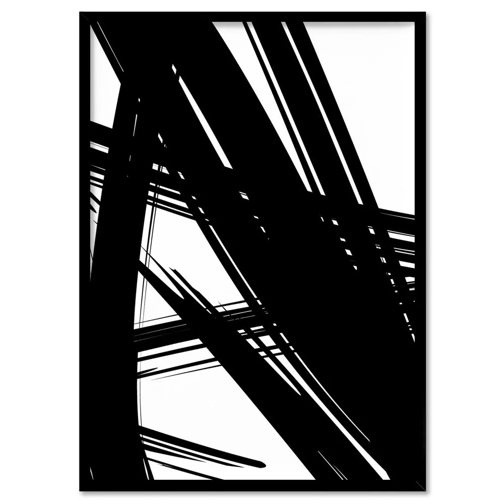 Abstract Bold Lines in Black & White I - Art Print