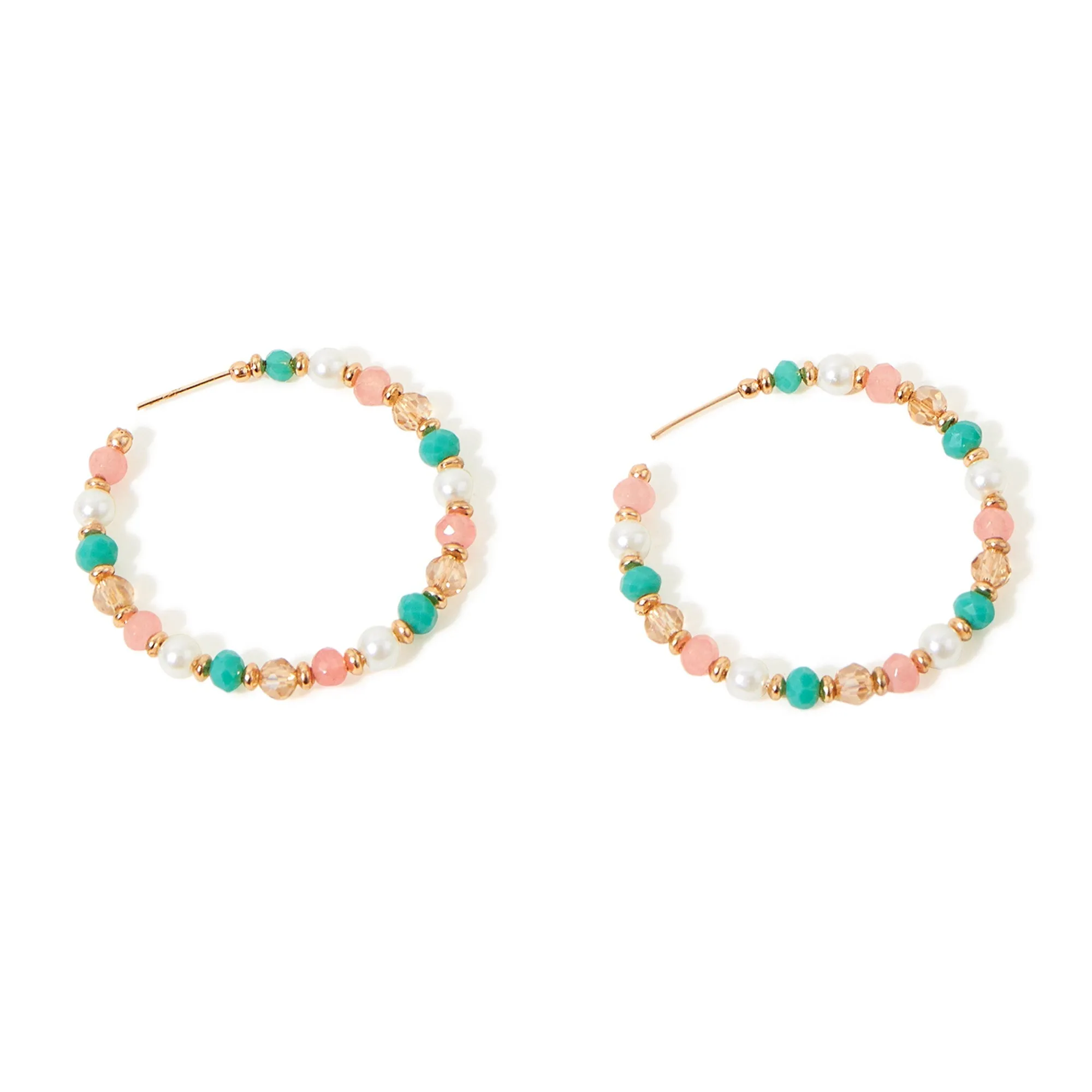Accessorize London Multi Coral Beaded Hoop Earring