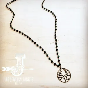 **African Turquoise Beaded Necklace w/ Tree of Life Pendant 257m