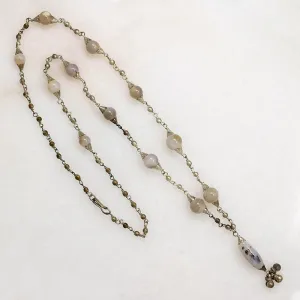 Agate Bead & Silver Necklace with Dangle