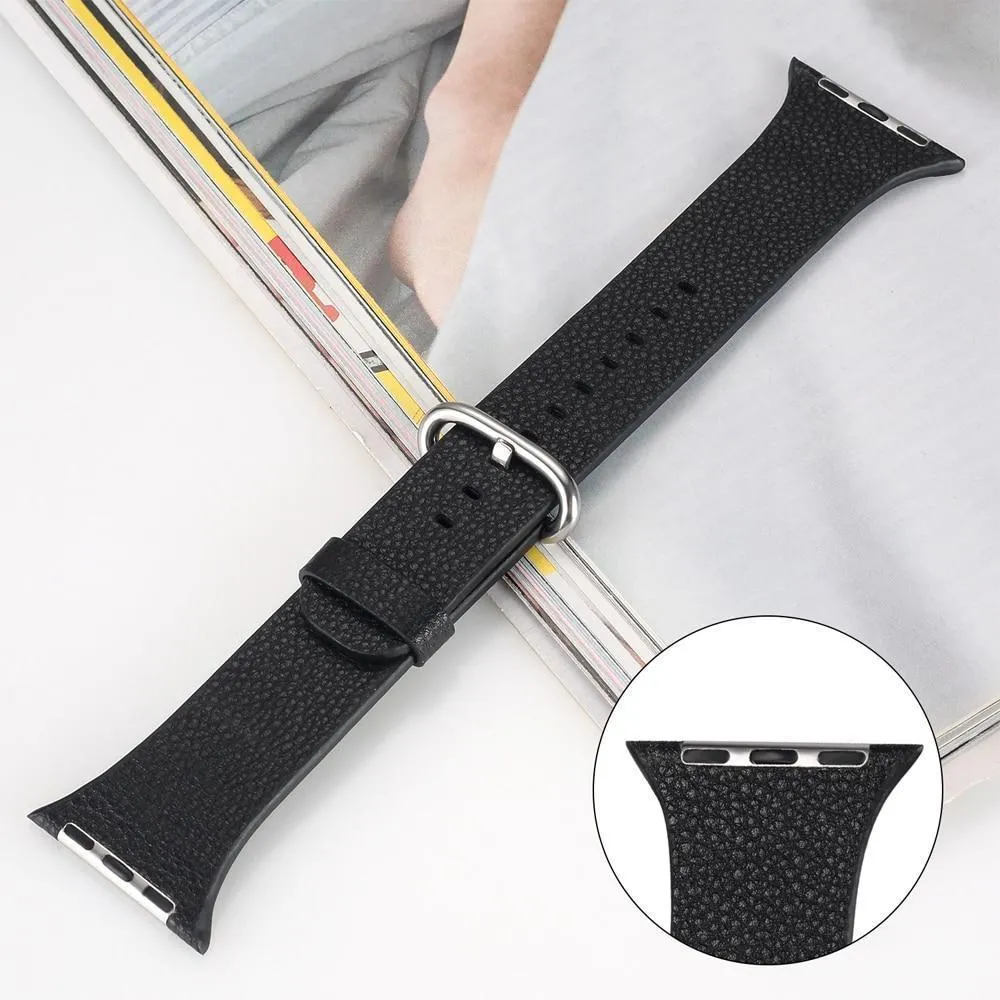 Apple Watch Minimalist simple leather band, silver buckle gift for men women girl, iwatch bracelet 3 4 5 6 38/40mm 42/44mm - US Fast Shipping