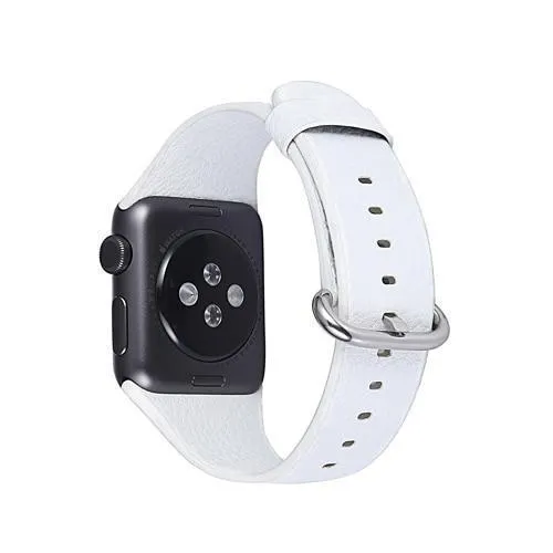Apple Watch Minimalist simple leather band, silver buckle gift for men women girl, iwatch bracelet 3 4 5 6 38/40mm 42/44mm - US Fast Shipping