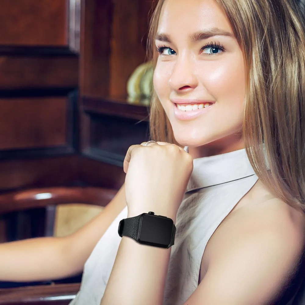 Apple Watch Minimalist simple leather band, silver buckle gift for men women girl, iwatch bracelet 3 4 5 6 38/40mm 42/44mm - US Fast Shipping