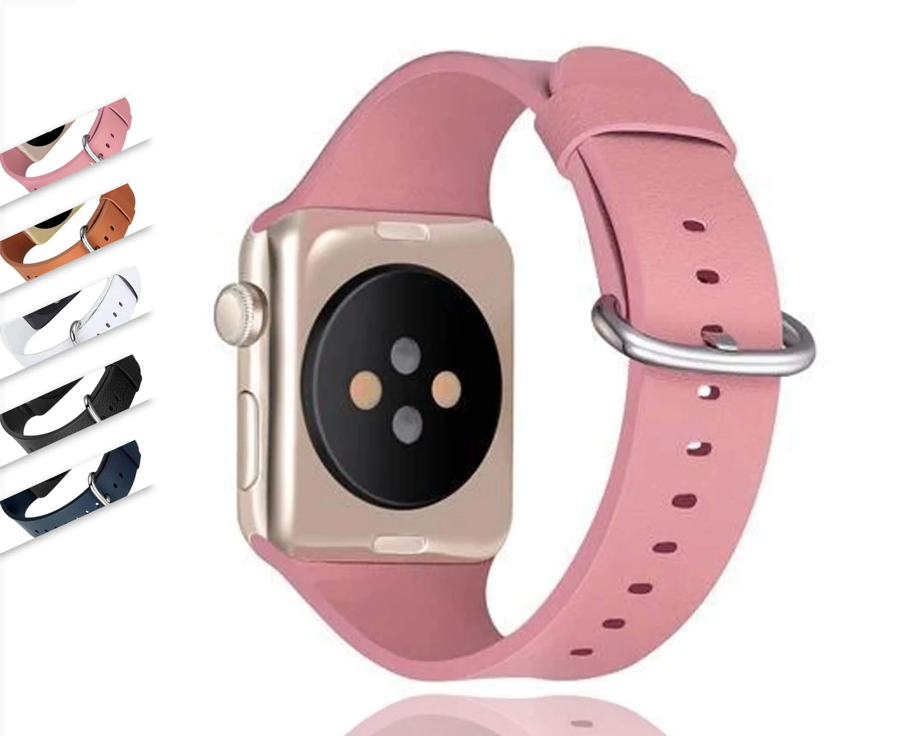 Apple Watch Minimalist simple leather band, silver buckle gift for men women girl, iwatch bracelet 3 4 5 6 38/40mm 42/44mm - US Fast Shipping