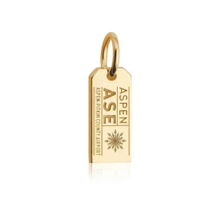 Aspen Colorado USA ASE Luggage Tag Charm Solid Gold Mini