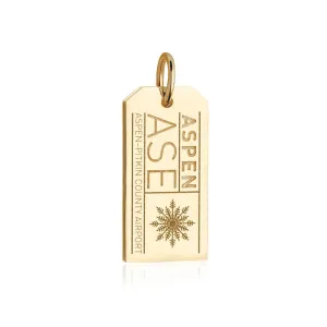 Aspen Colorado USA ASE Luggage Tag Charm Solid Gold