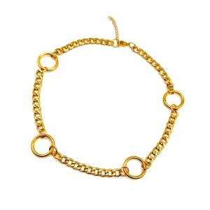 Aura O Ring Gold Curb Chain Choker Necklace