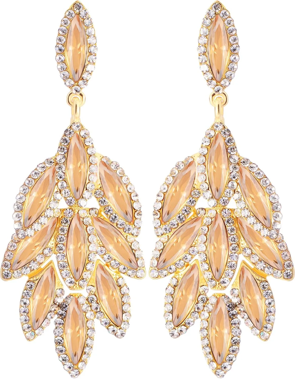 Austrian Crystal Dangle Oversized Earrings for Women 14K Glod Plated Jewelry