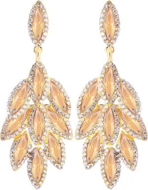 Austrian Crystal Dangle Oversized Earrings for Women 14K Glod Plated Jewelry