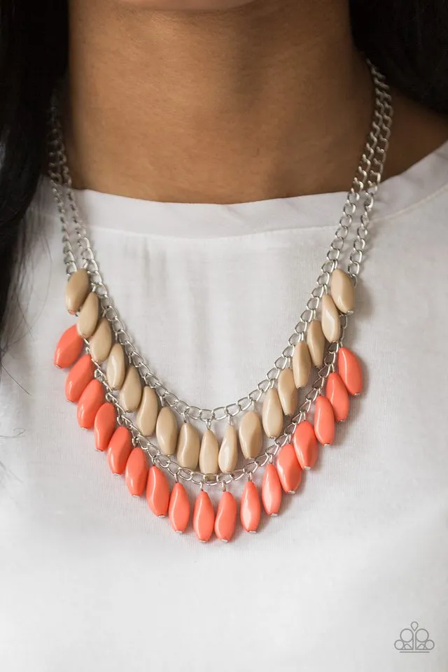 Beaded Boardwalk Orange Necklace