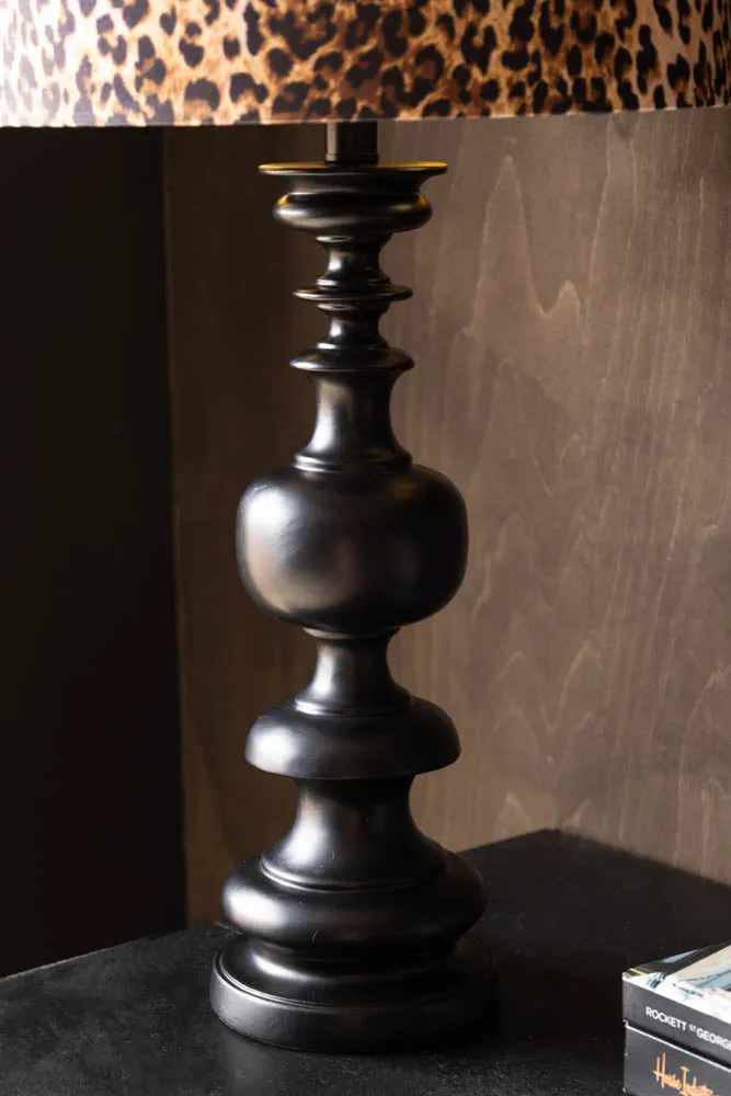 Black Resin Turned Table Lamp Base