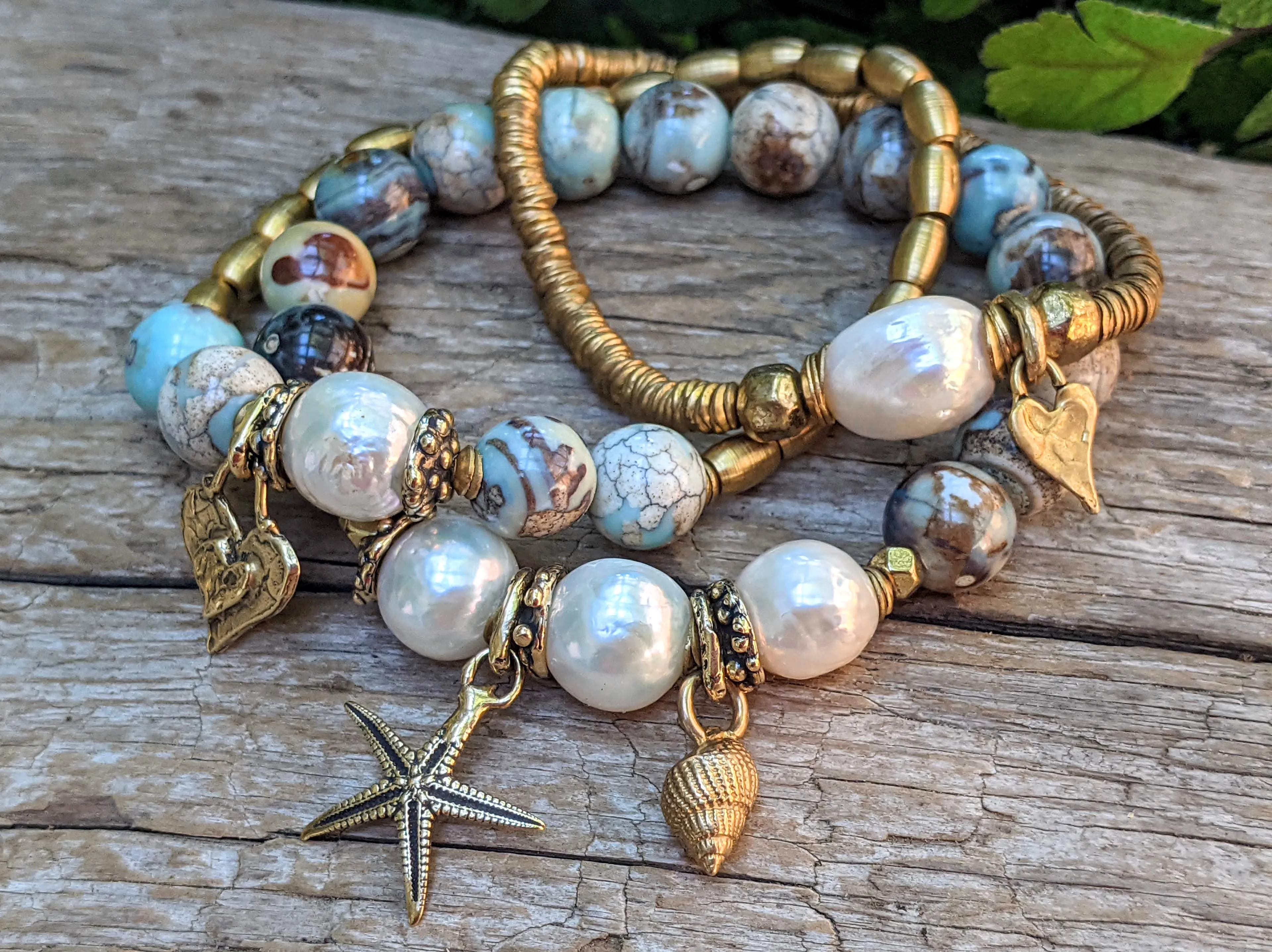 Blue Agate & Edison Pearl Bracelet