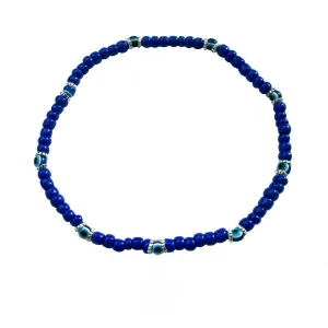 Blue Evil Eye Beaded 9" Stretch Anklet