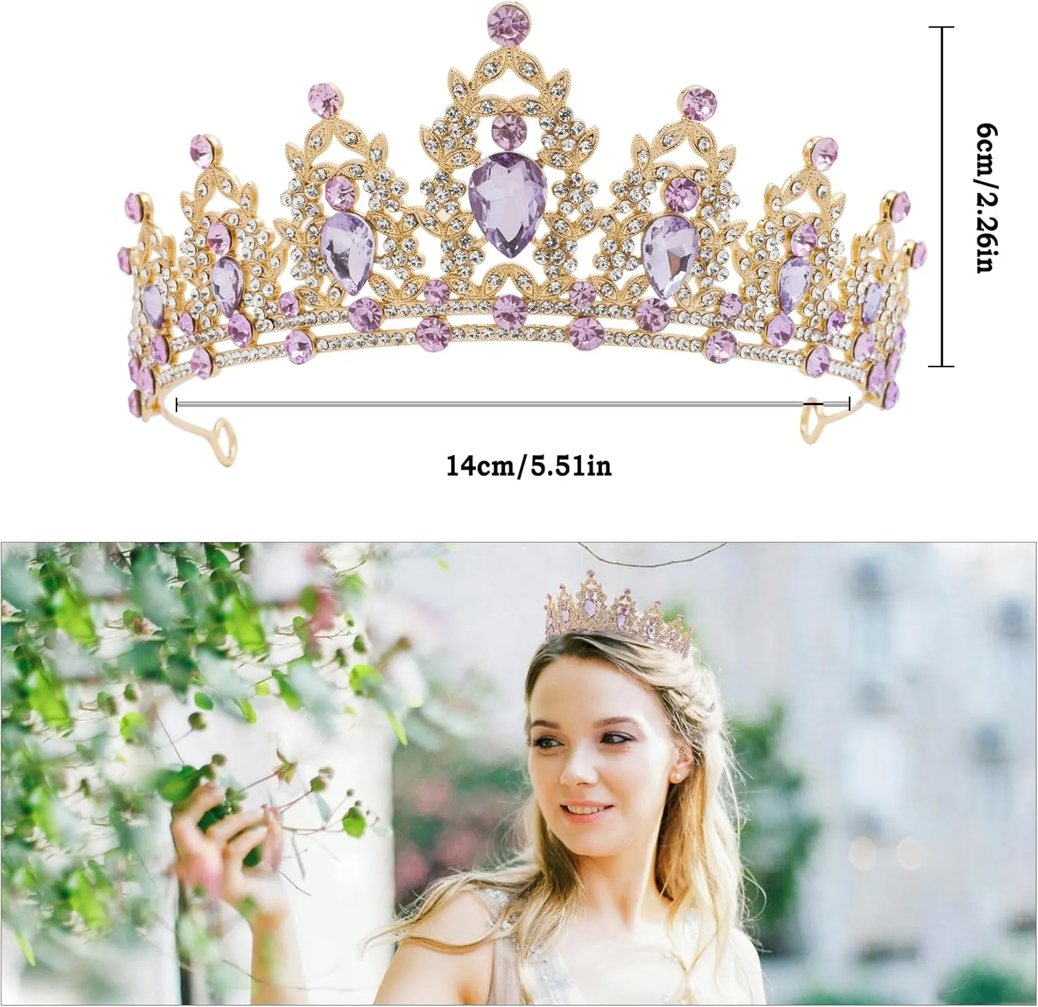 Blue Princess Tiara Crown - Crystal Quinceanera Tiara Headband for Women