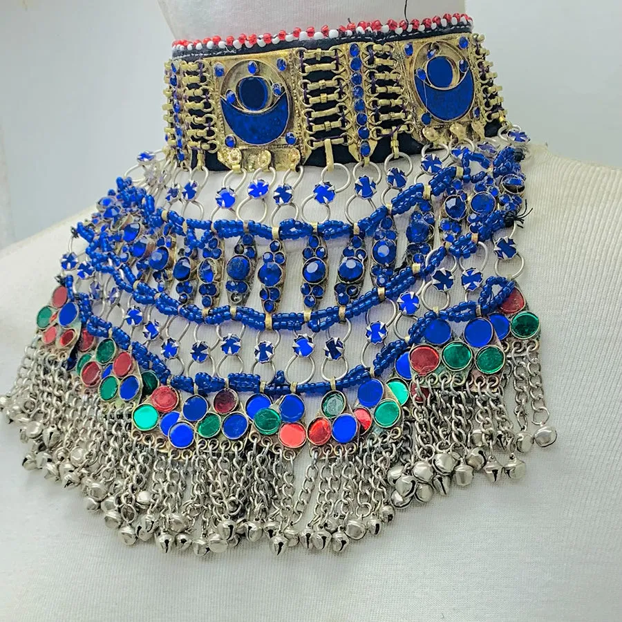Blue Stones Handmade Kuchi Choker Necklace