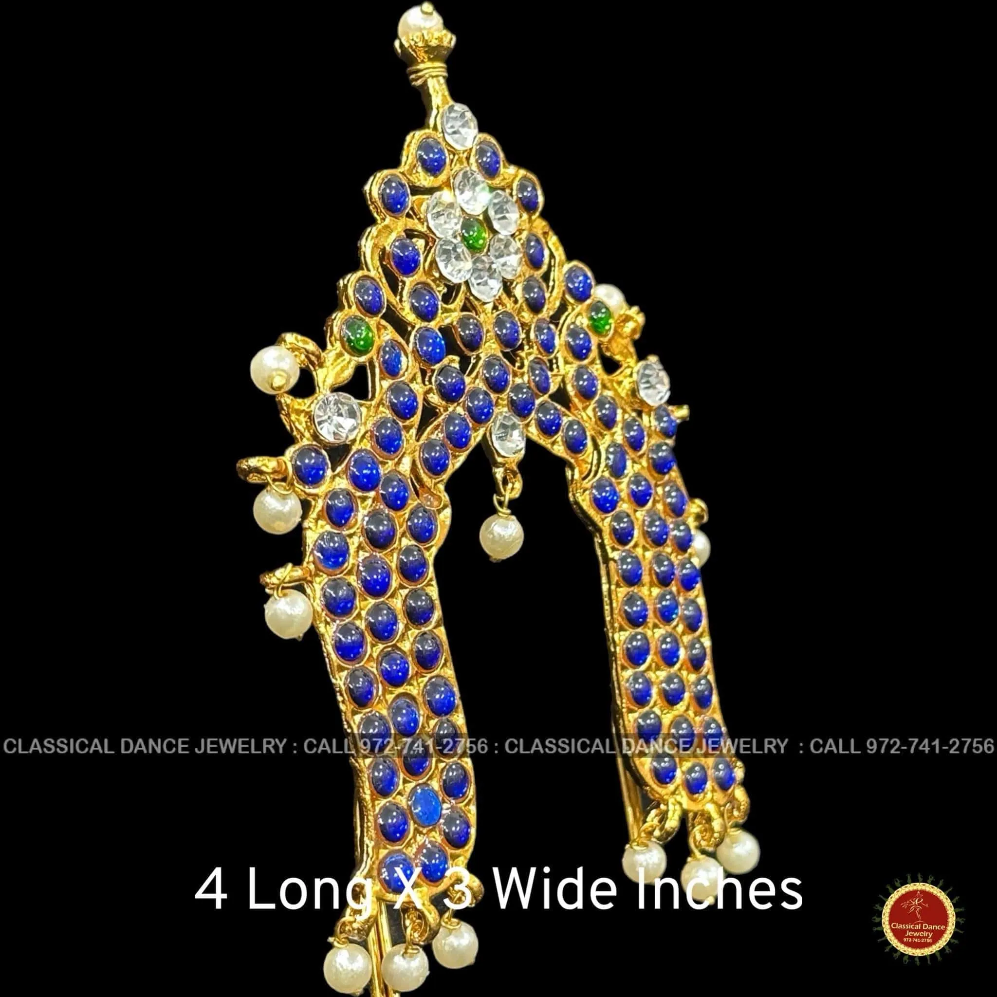 BLUE Temple Kemp Tiara Pin Indian Jewelry | Kireet | Bharatnatyam, Kuchipudi, Engagement, Weddings, Birthdays | Classical Dance Jewelry