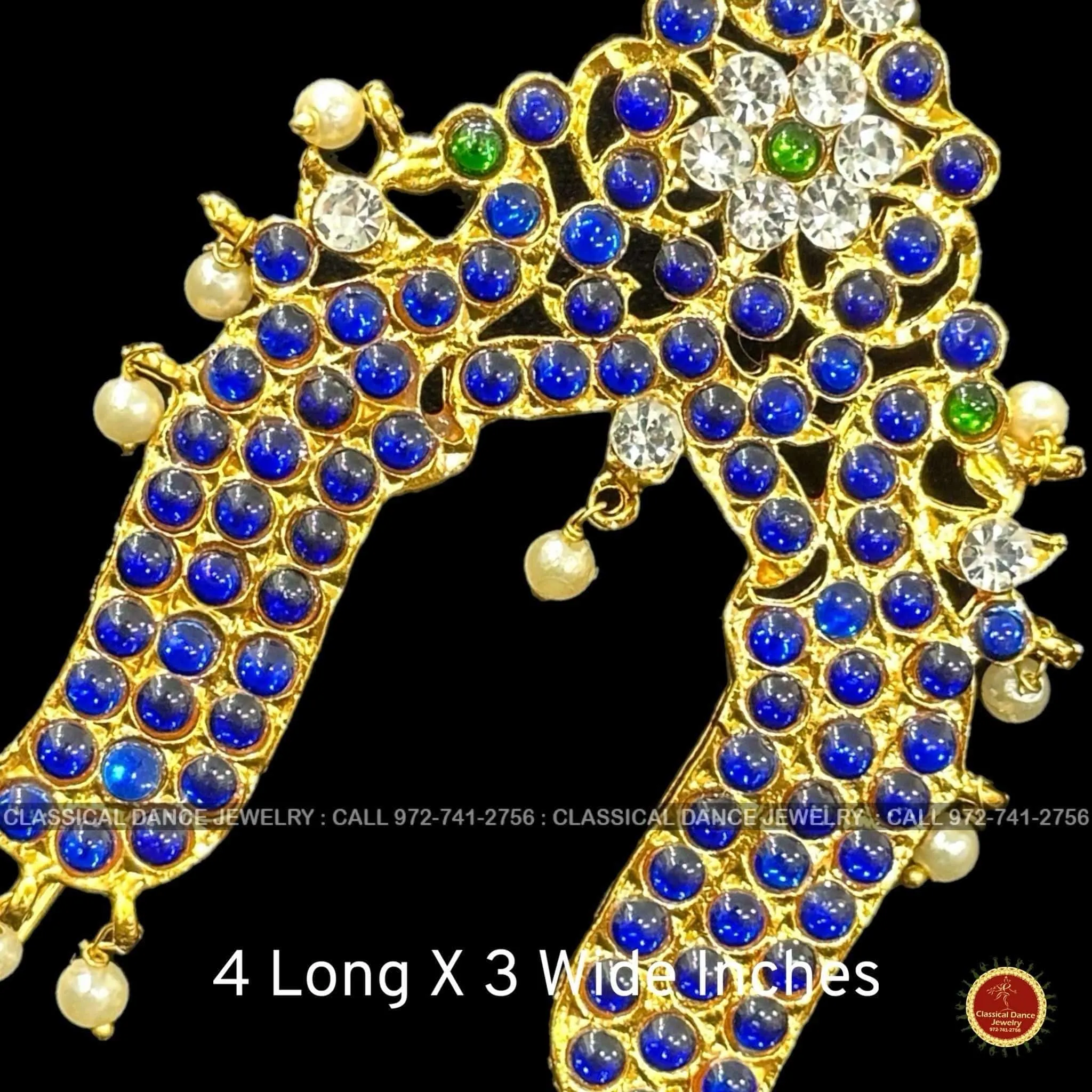 BLUE Temple Kemp Tiara Pin Indian Jewelry | Kireet | Bharatnatyam, Kuchipudi, Engagement, Weddings, Birthdays | Classical Dance Jewelry
