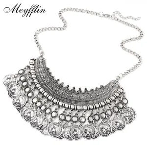 Bohemian Statement Coin Choker Necklaces for Women