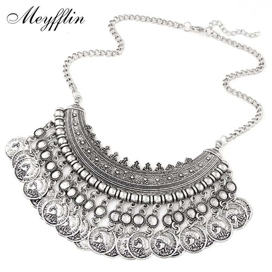 Bohemian Statement Coin Choker Necklaces for Women