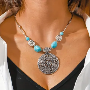 Boho Chic Turquoise Pendant Necklace for Women  Perfect Gift