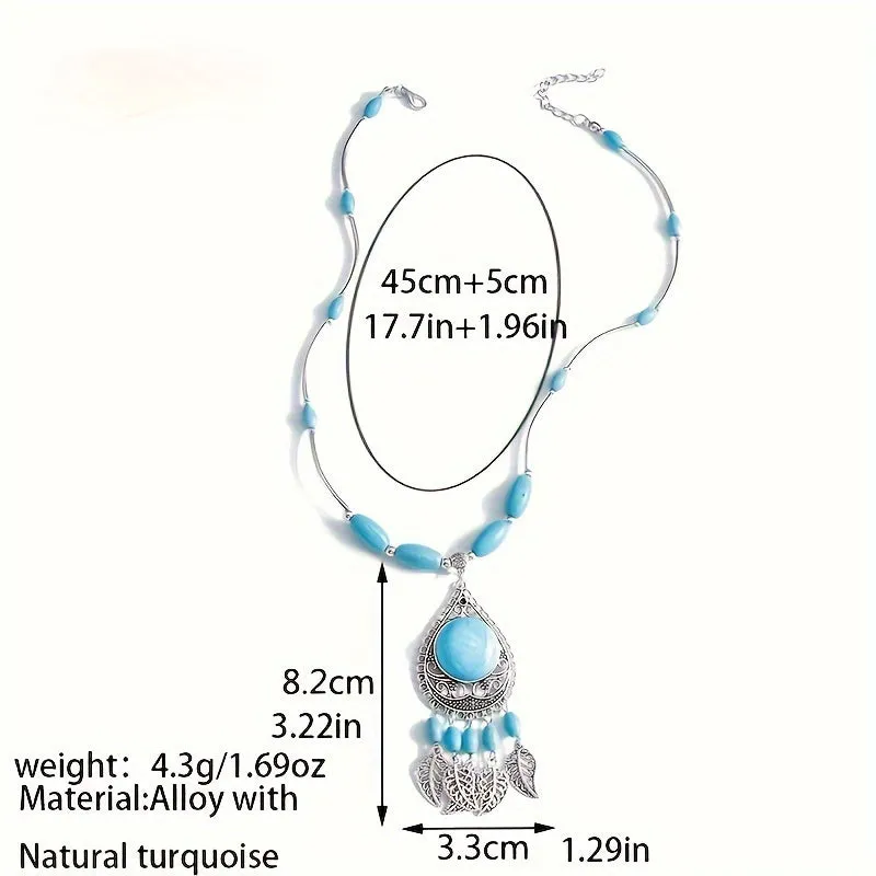 Boho Chic Turquoise Pendant Necklace for Women  Perfect Gift