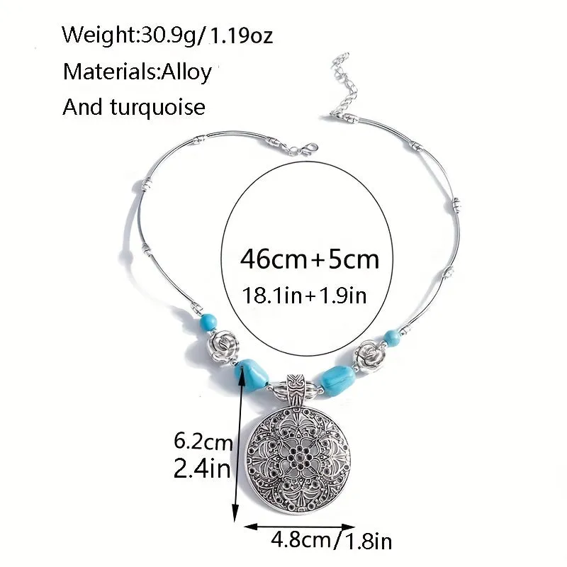 Boho Chic Turquoise Pendant Necklace for Women  Perfect Gift