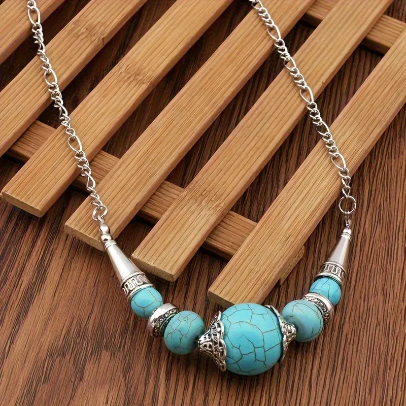 Boho Chic Turquoise Pendant Necklace for Women  Perfect Gift
