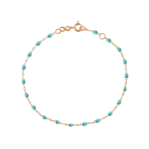 Classic Gigi Turquoise Green Anklet, Rose Gold, 9.4"