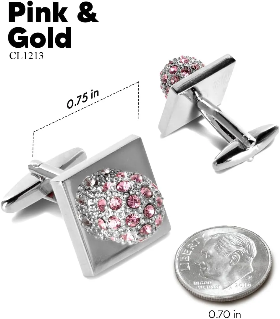 Colored Crystal Studded Flower Cufflinks