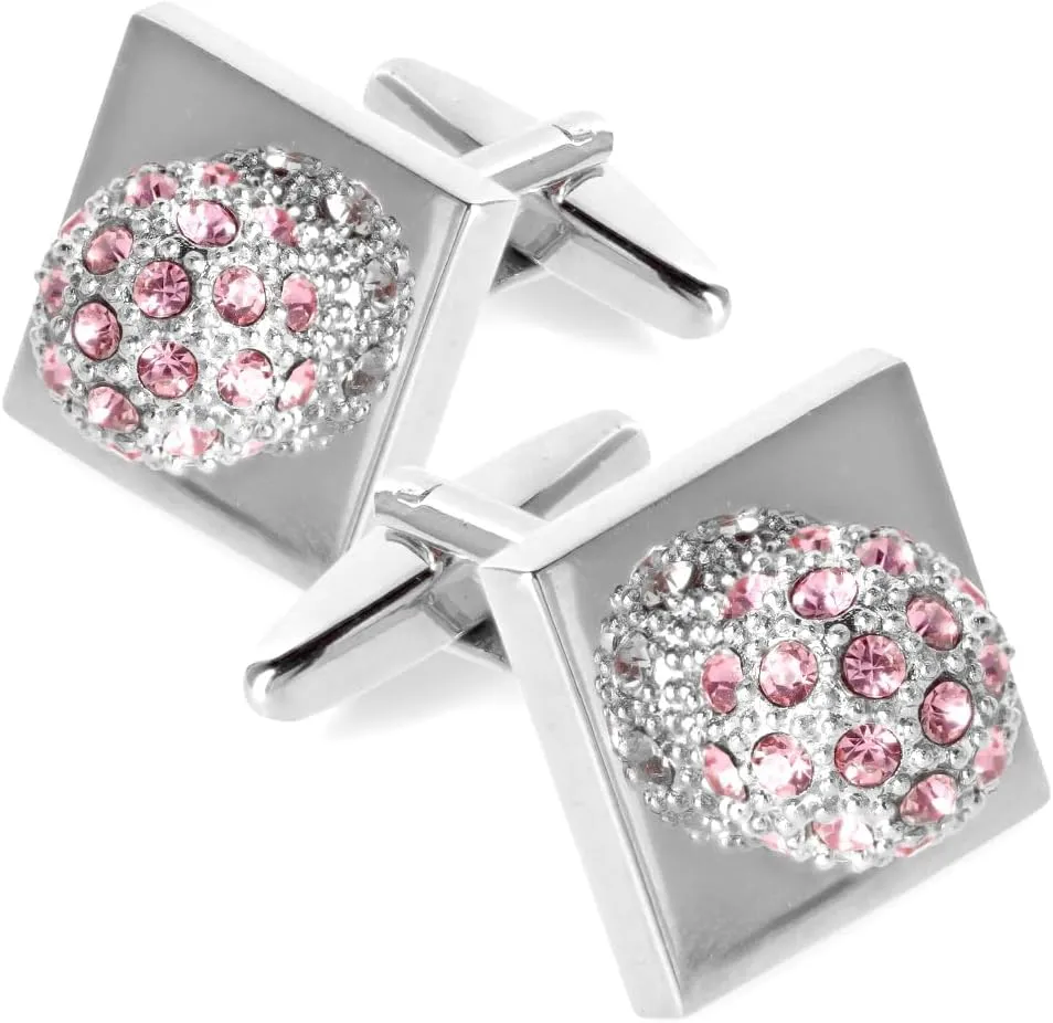 Colored Crystal Studded Flower Cufflinks