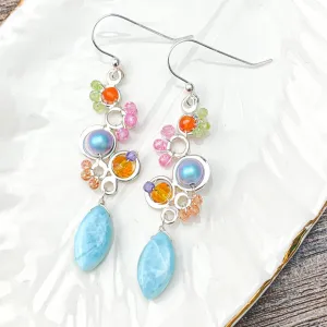 Colorful Larimar Statement Earrings