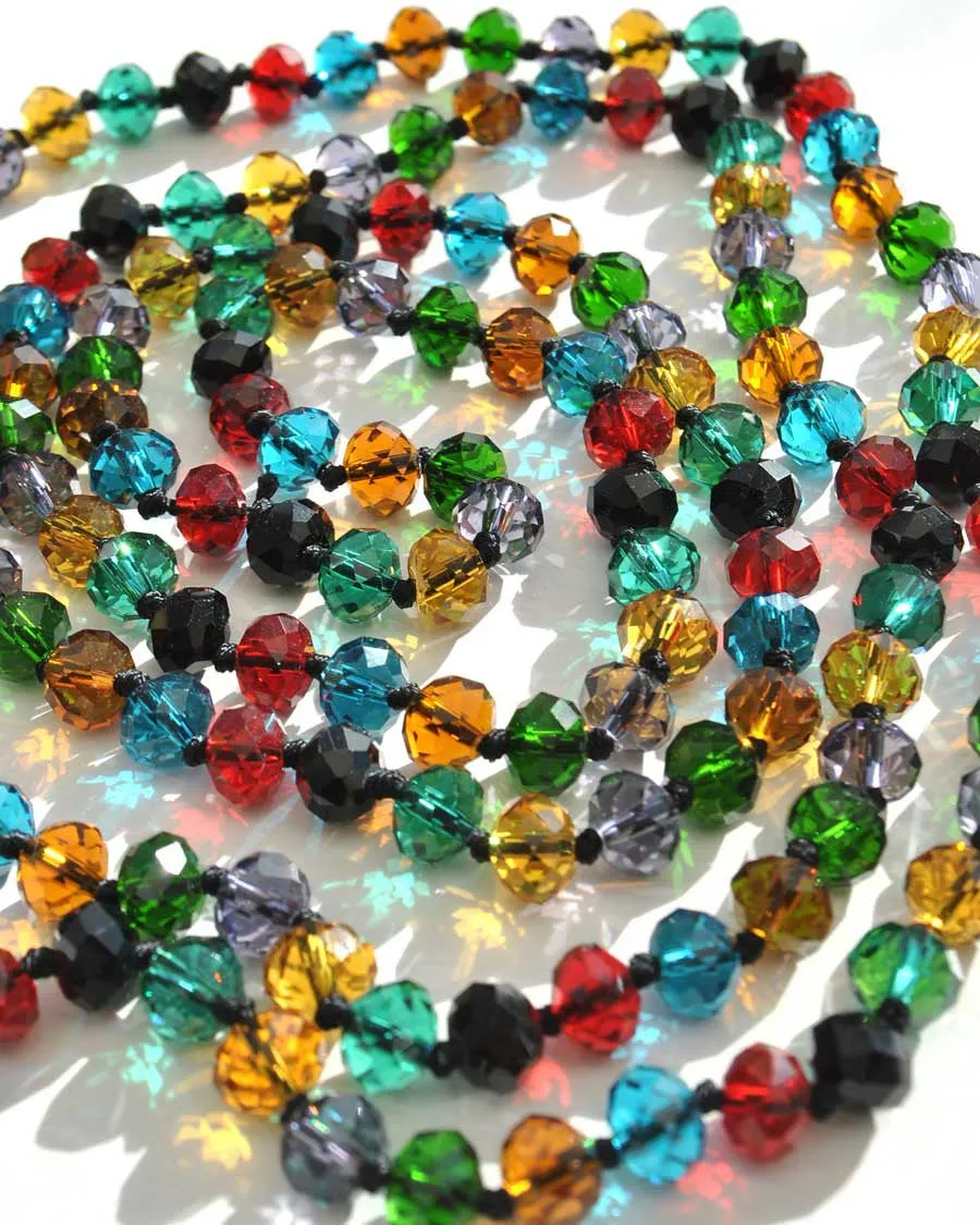 Colourful Bohemian Czech Glass Bead Flapper Necklace