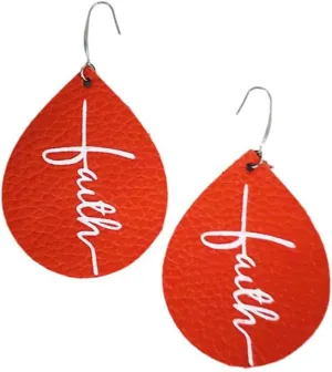 Coral Leather "Faith" Earrings - E19-2192