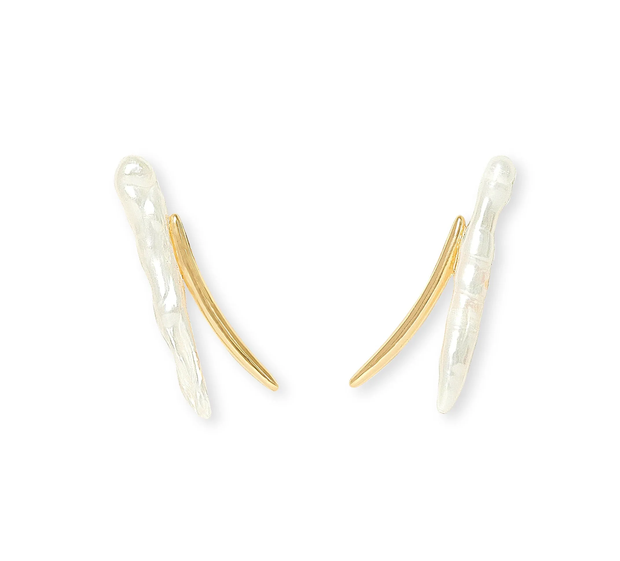 Credo cultured freshwater pearl & gold lightning stud earrings