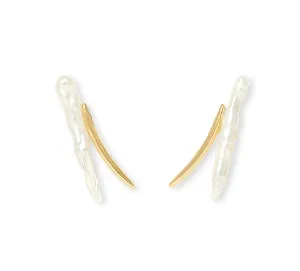 Credo cultured freshwater pearl & gold lightning stud earrings