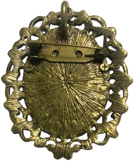 Crystal Accent Victorian Studded Cameo Brooch Pendant