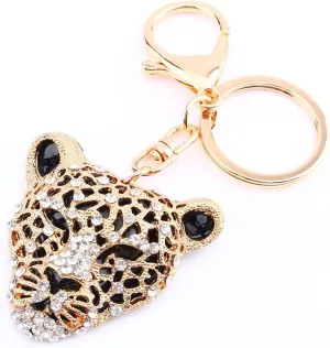 Crystal Leopard Keyring Crystal Rhinestone Keychain Women's Keychains Bling Purse Pendant Handbag Charm Decoration Gift