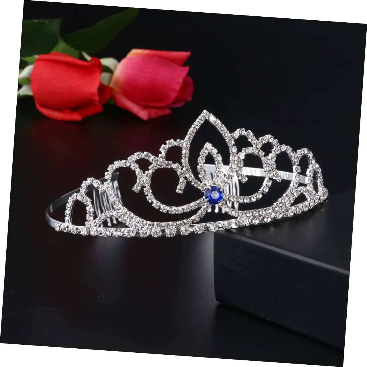 Crystal Rhinestone Crown with Side Combs for Wedding Engagement Lightweight Hair Accessory for Prom and Special Occasions