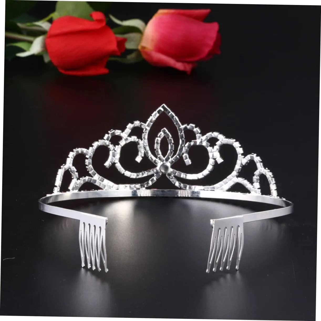 Crystal Rhinestone Crown with Side Combs for Wedding Engagement Lightweight Hair Accessory for Prom and Special Occasions