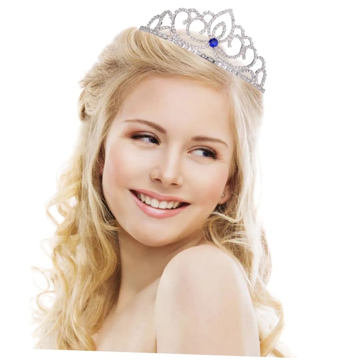 Crystal Rhinestone Crown with Side Combs for Wedding Engagement Lightweight Hair Accessory for Prom and Special Occasions