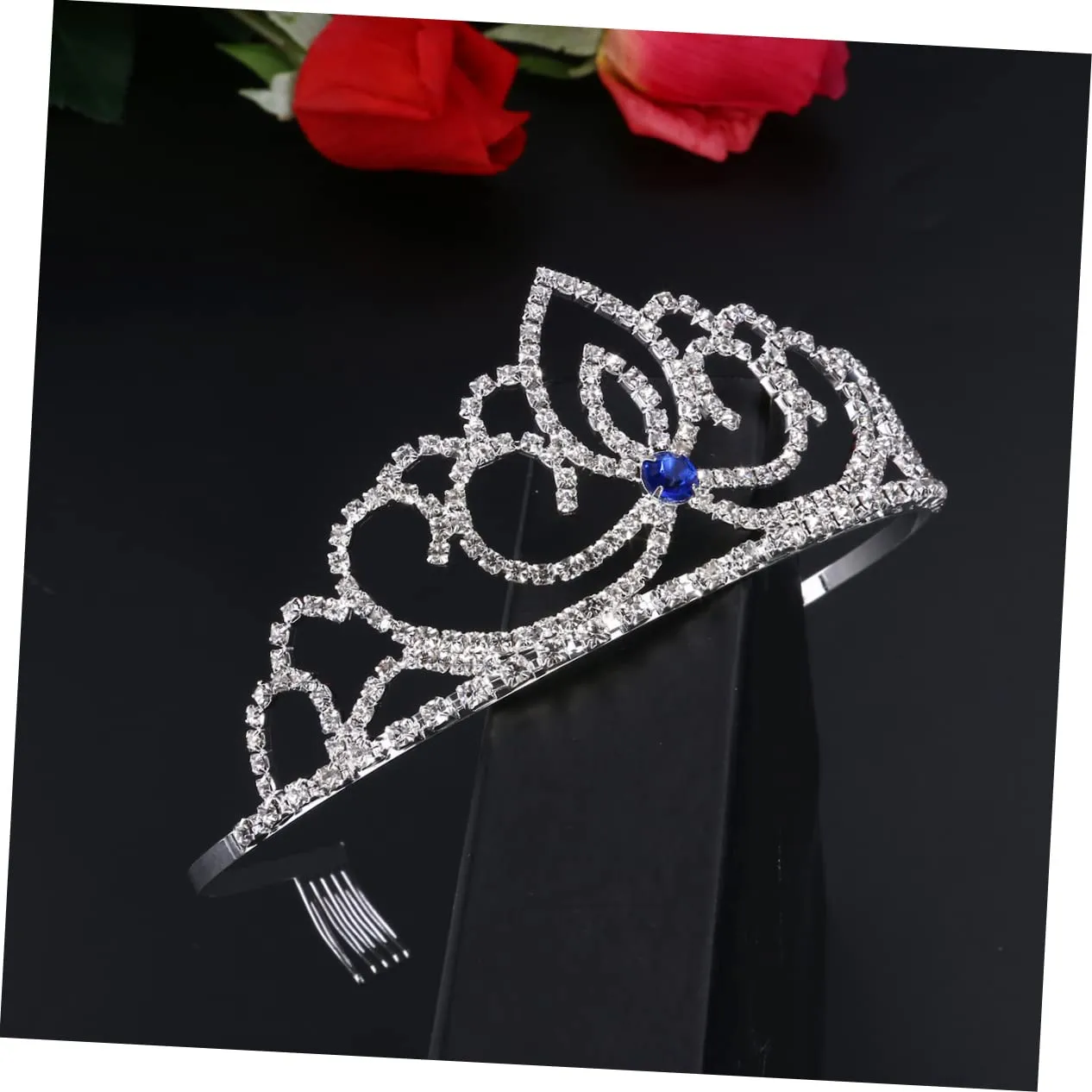 Crystal Rhinestone Crown with Side Combs for Wedding Engagement Lightweight Hair Accessory for Prom and Special Occasions