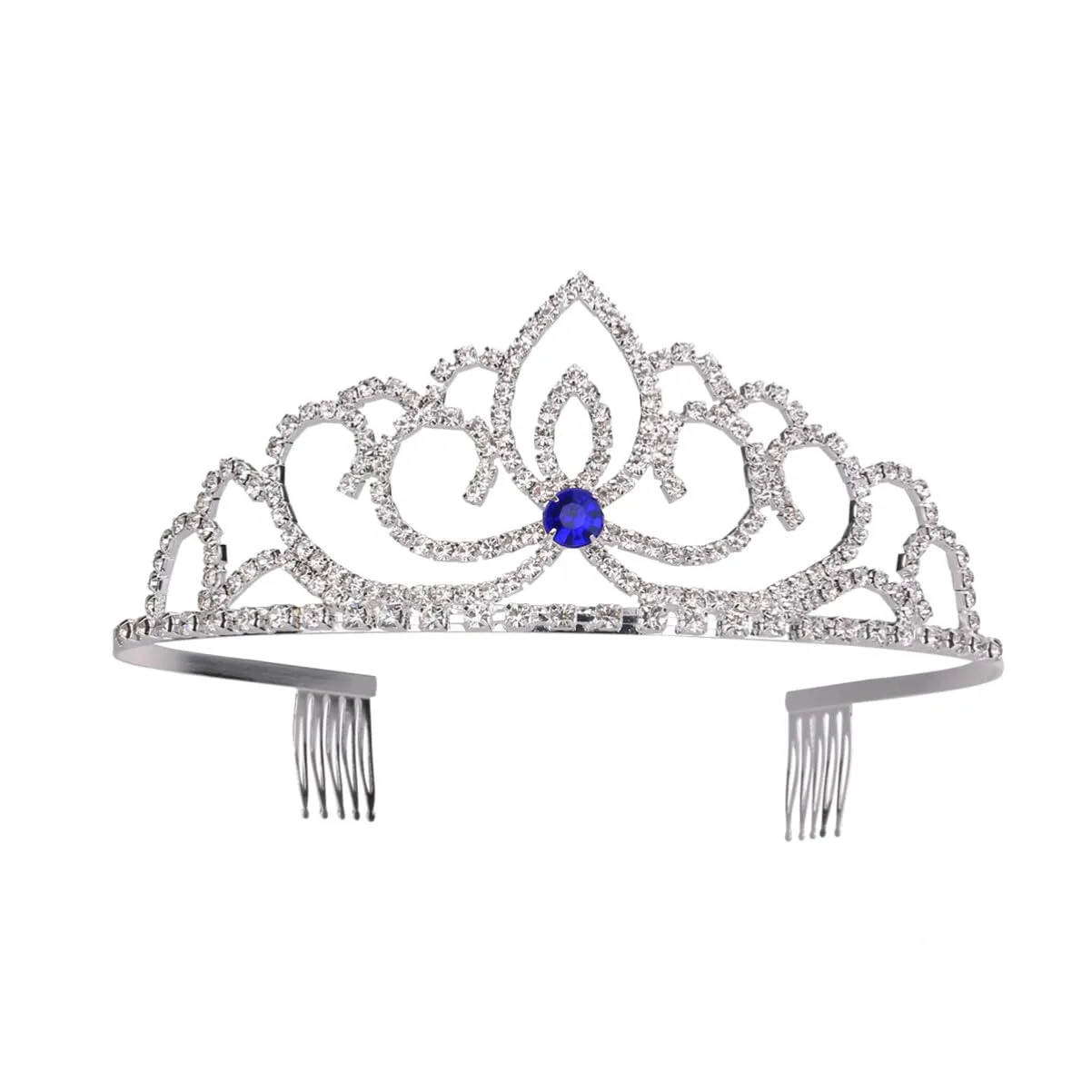 Crystal Rhinestone Crown with Side Combs for Wedding Engagement Lightweight Hair Accessory for Prom and Special Occasions